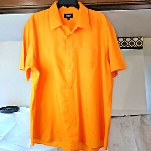 Mustard Yellow Omega Italy 2XL Mans Dress Shirt 60% Cotton 40% Polyester.